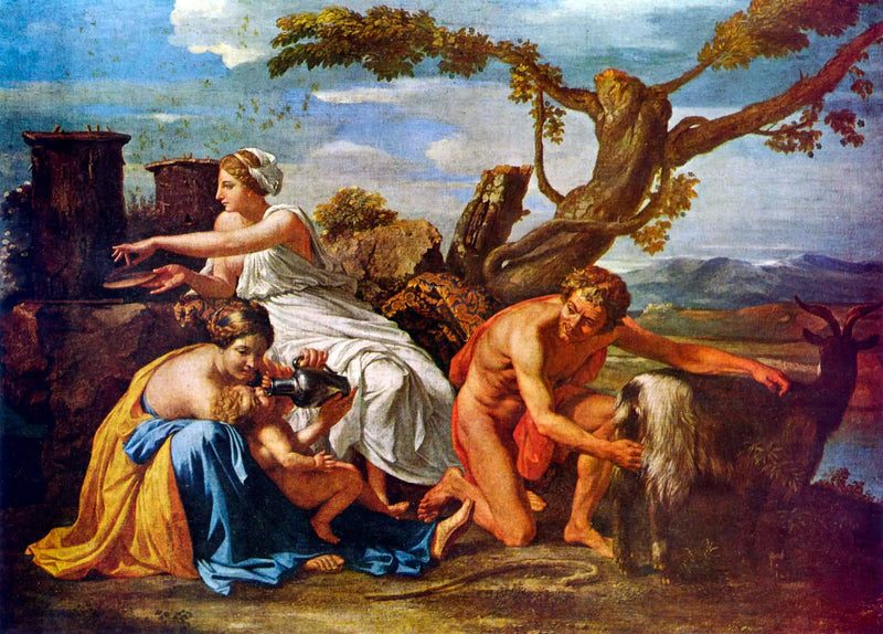 Jupiter barn fodret af geden Amalthée - Nicolas Poussin