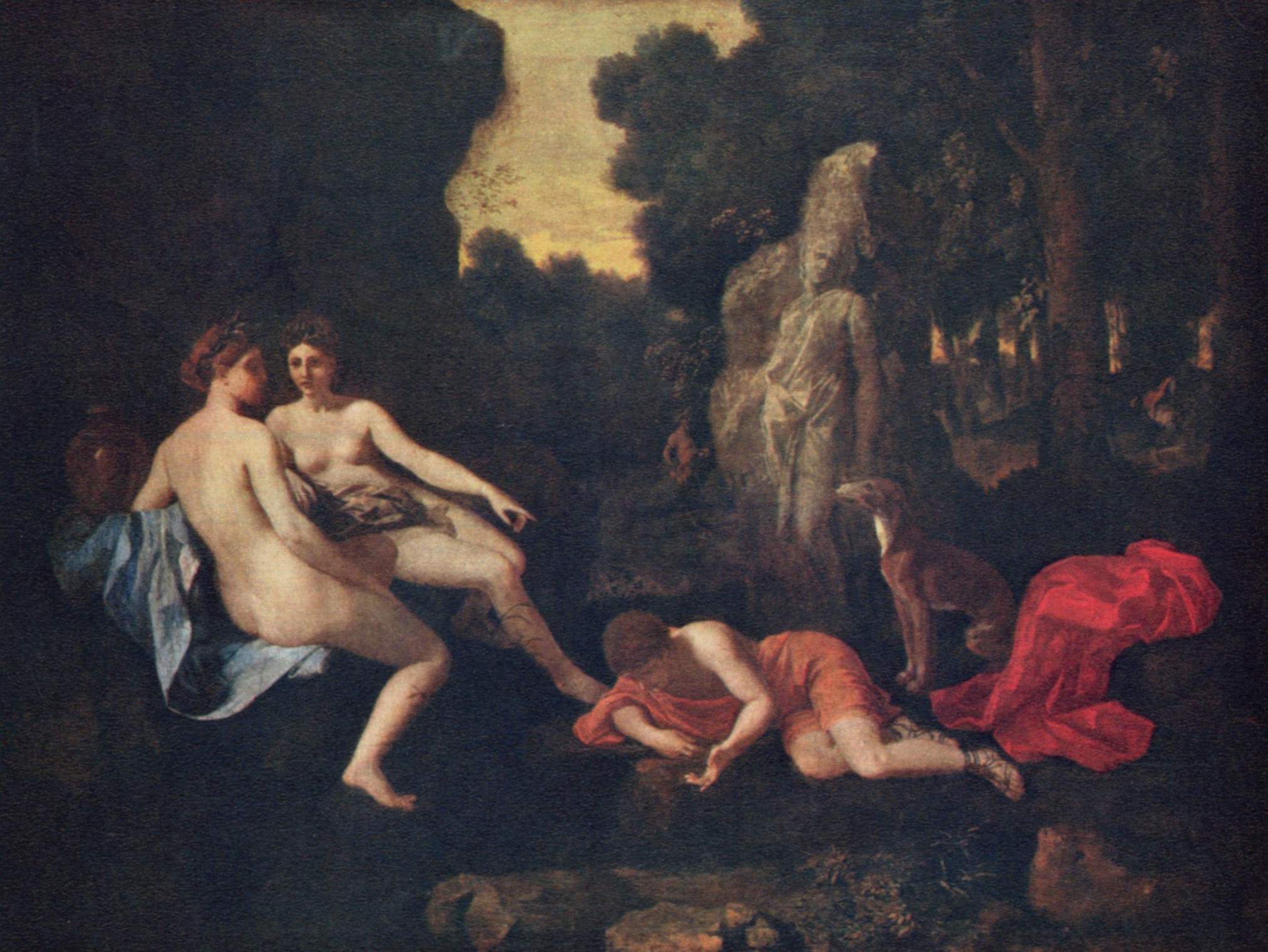 Narcisse avec deux nymphes et Écho - Nicolas Poussin