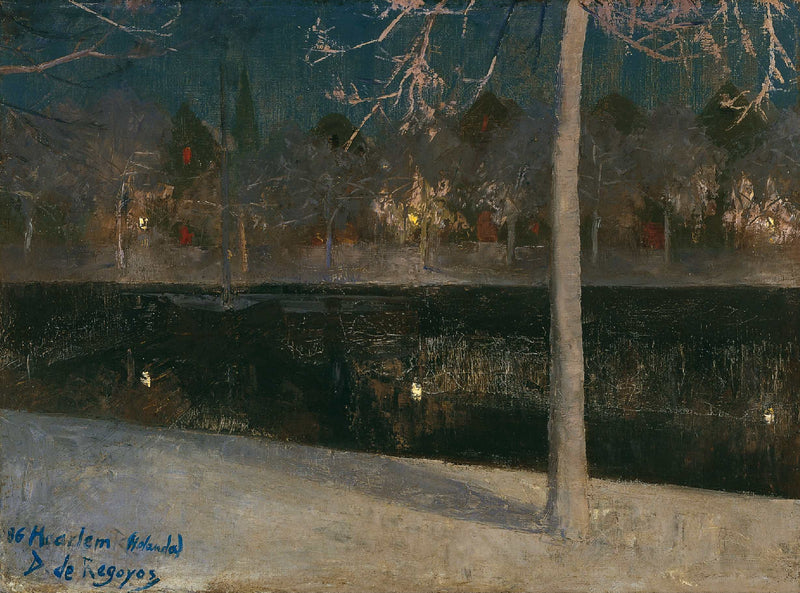 Snelandskab om natten. Haarlem - Dariço de Regoyos