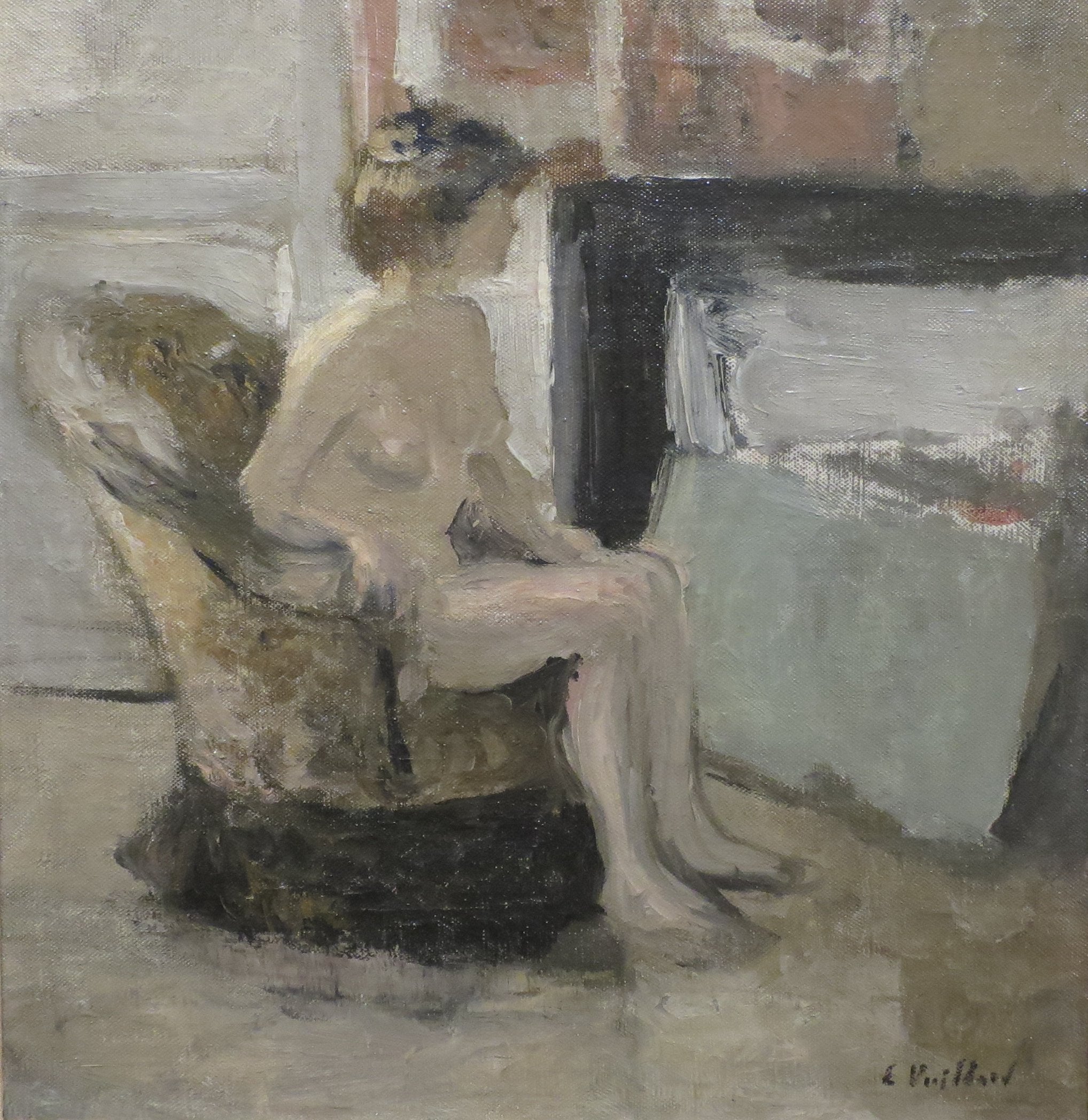 Nu assis devant une cheminée - Édouard Vuillard