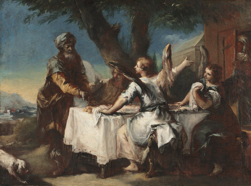 Abraham byder de tre engle velkommen - Francesco Guardi