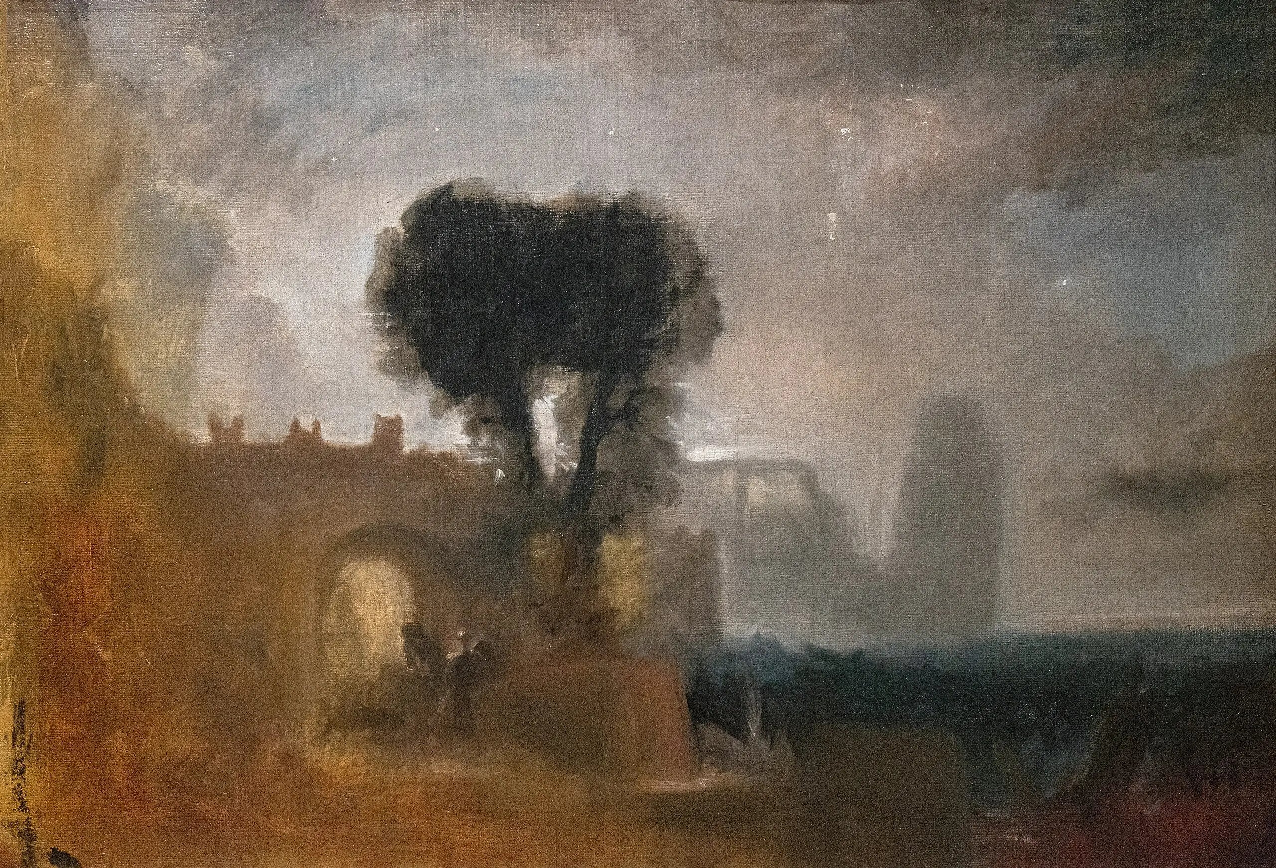 Reproduction du tableau « Archway with Trees by the Sea; Sketch for ‘The Parting of Hero and Leander’ - J. M. W. Turner » par Alpha Reproduction en peinture à l’huile
