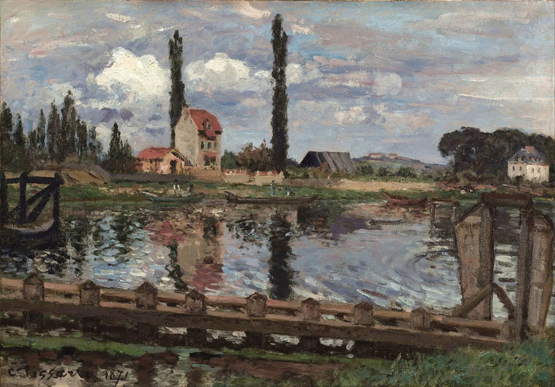 Ved bredden af Seinen i Port Marly - Camille Pissarro