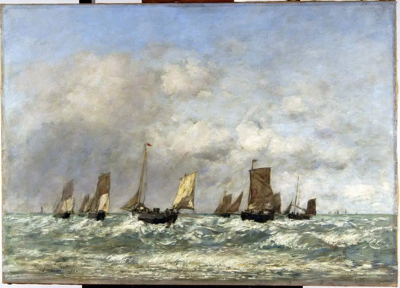 Berck: bådenes afgang - Eugène Boudin
