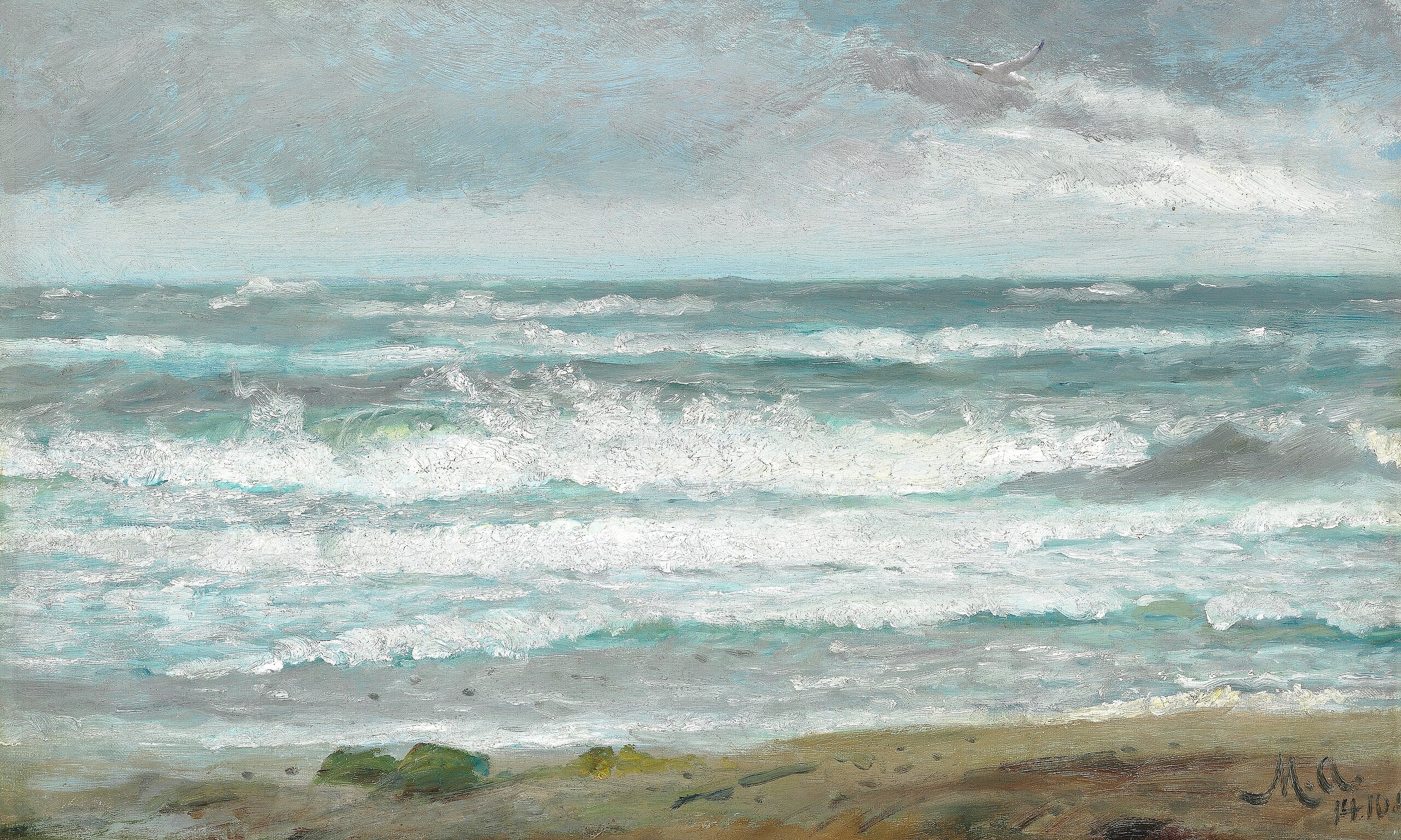 Bryder bølgerne ud for Skagen. - Michael Peter Ancher