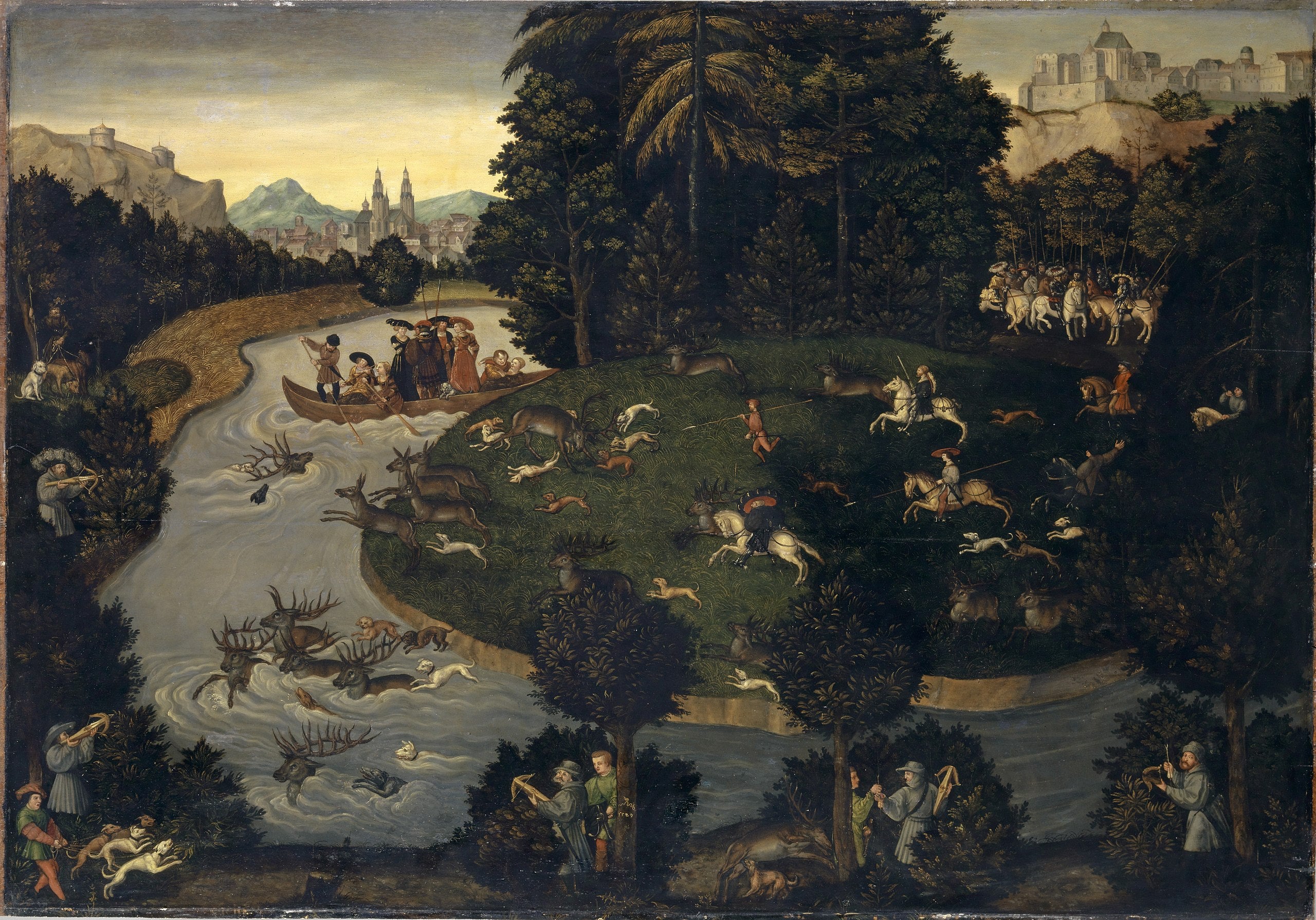 Chasse aux cerfs de Frédéric le Sage avec l’empereur Maximilien Ier - Lucas Cranach the Elder - Alpha Reproduction