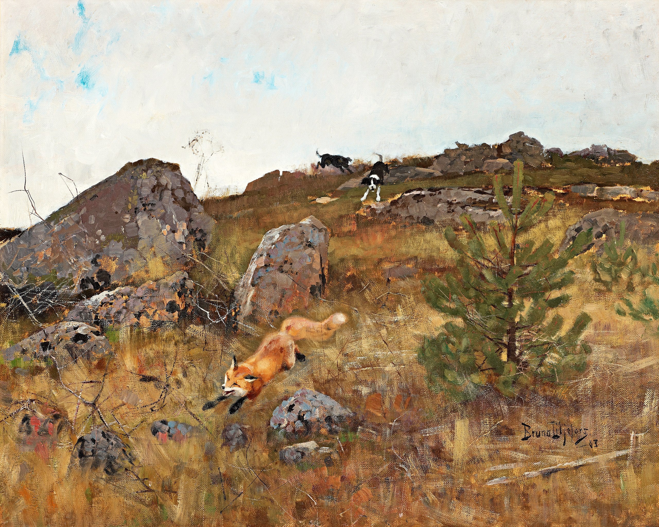 Chiens de chasse au renard en automne - Bruno Liljefors
