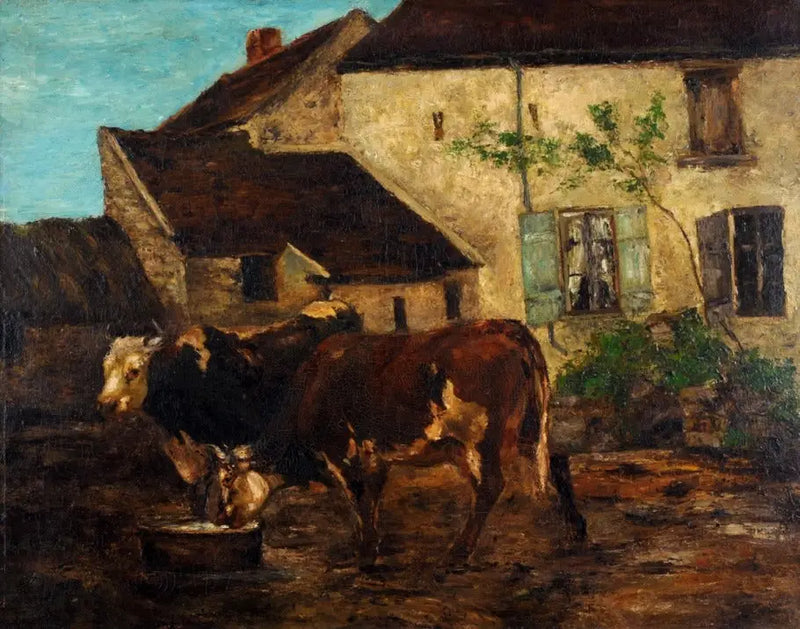 Gårdsplads nær Étretat - Gustave Courbet