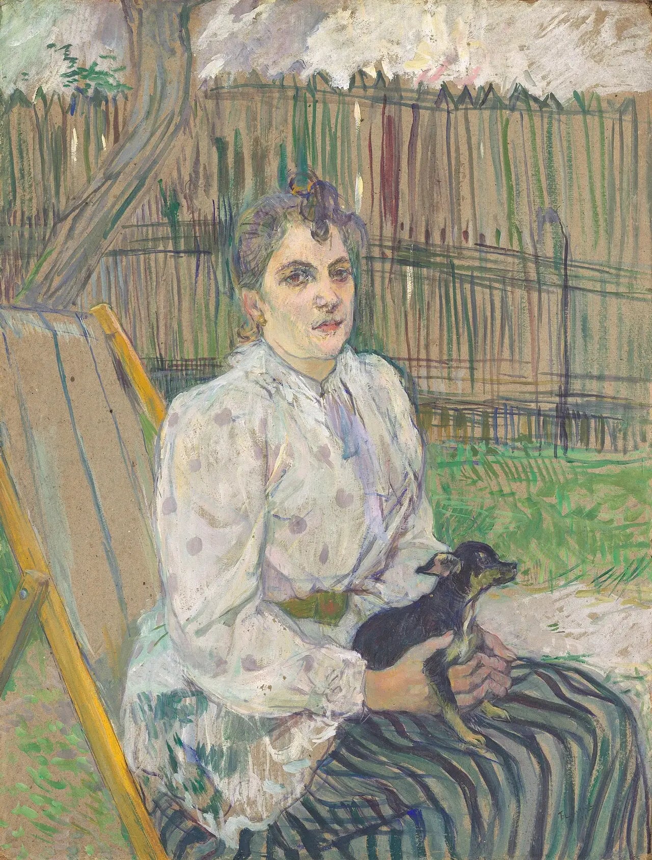 Reproduction du tableau « Dame avec un chien - Henri de Toulouse-Lautrec » par Alpha Reproduction en peinture à l’huile