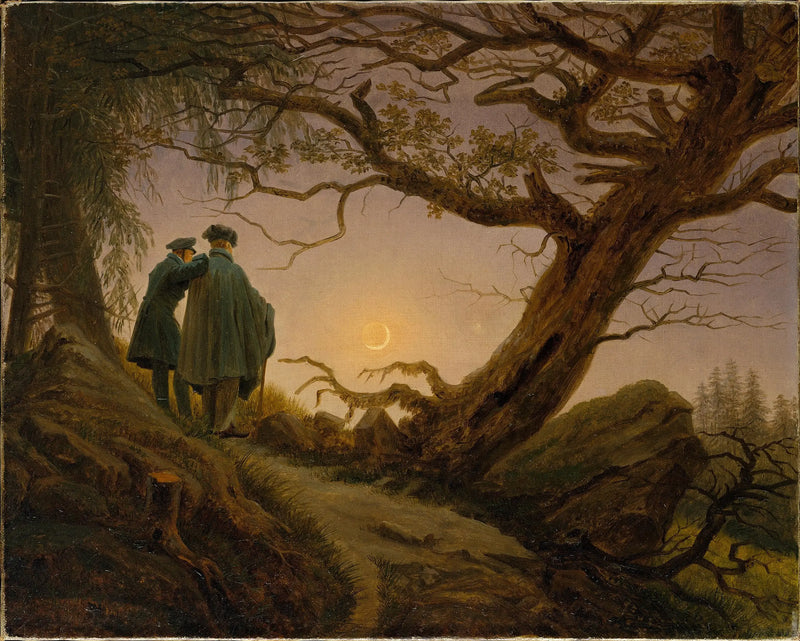 To Mænd betragter månen - Caspar David Friedrich