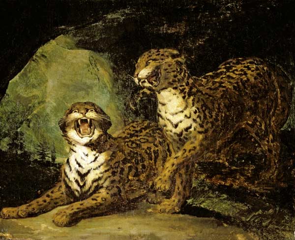 Reproduction du tableau « Deux léopards - Théodore Géricault » par Alpha Reproduction en peinture à l’huile