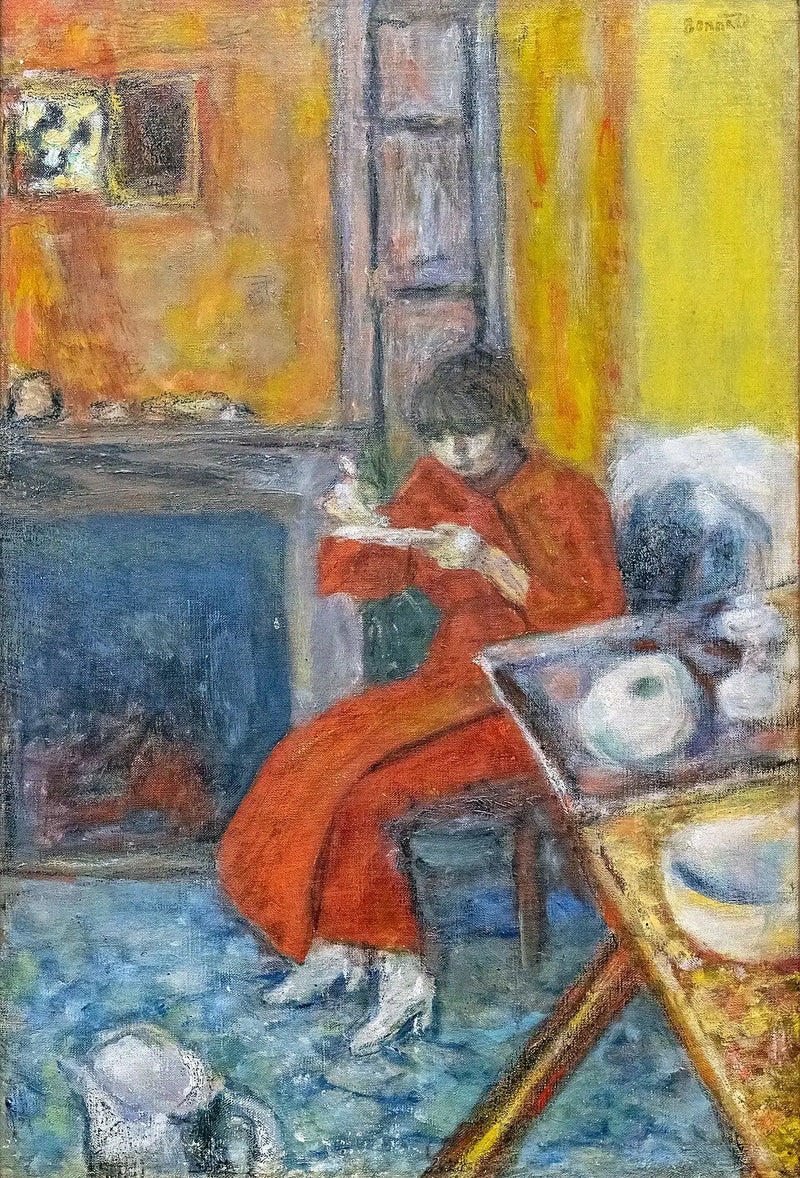 Kvinde i rød morgenkåbe - Pierre Bonnard