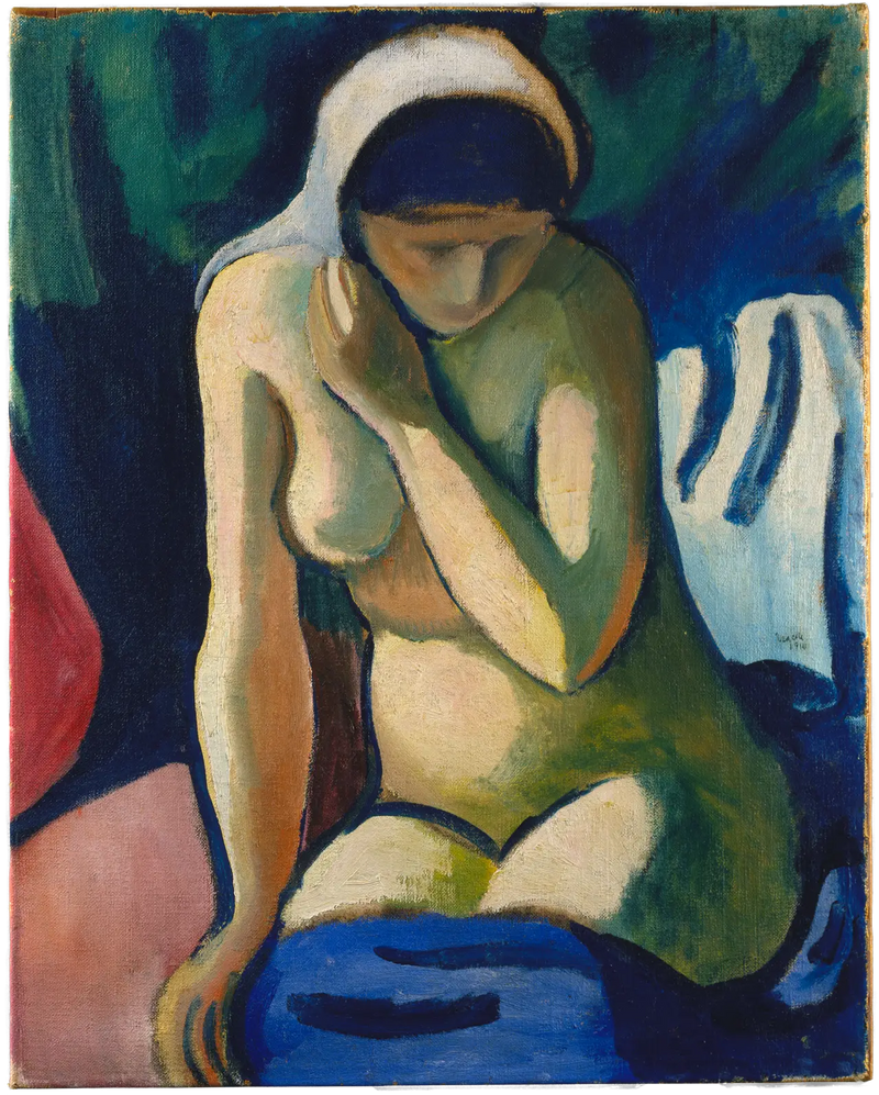 Nøgen pige med tørklæde - August Macke