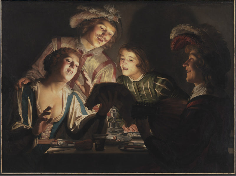 Musikgruppe ved stearinlysets skær - Gerrit van Honthorst