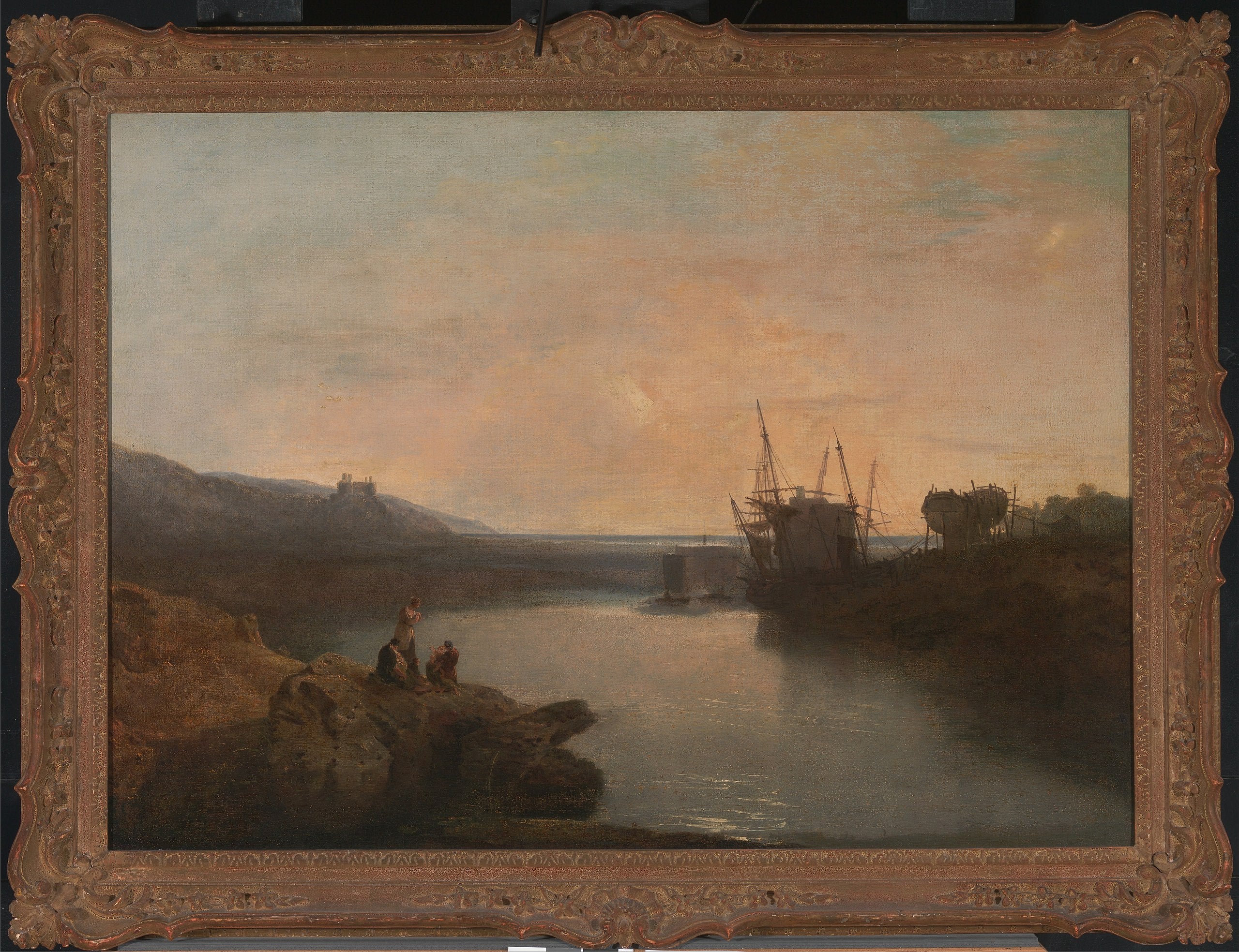 Harlech Slot, fra Tygwyn Færge, Sommeraftenens Skumring - J. M. W. Turner