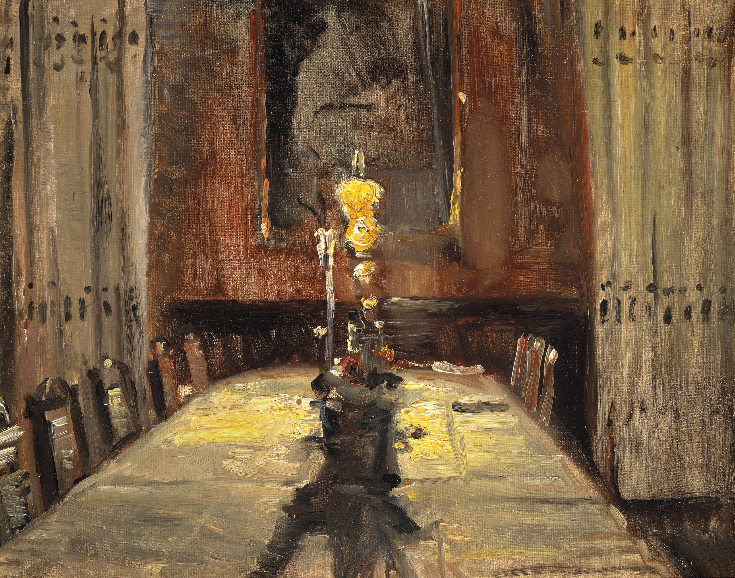 Interiør fra spisesalen på Bröndum Hotel i Skagen. - Michael Peter Ancher