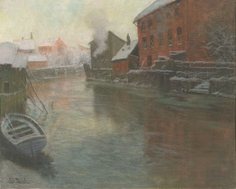 Vinter ved kanalen - Frits Thaulow