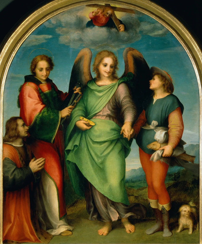 Arkangelen Raphael med Tobit, Sankt Laurentius og donoren Leonardo di Lorenzo Morelli - Andrea del Sarto