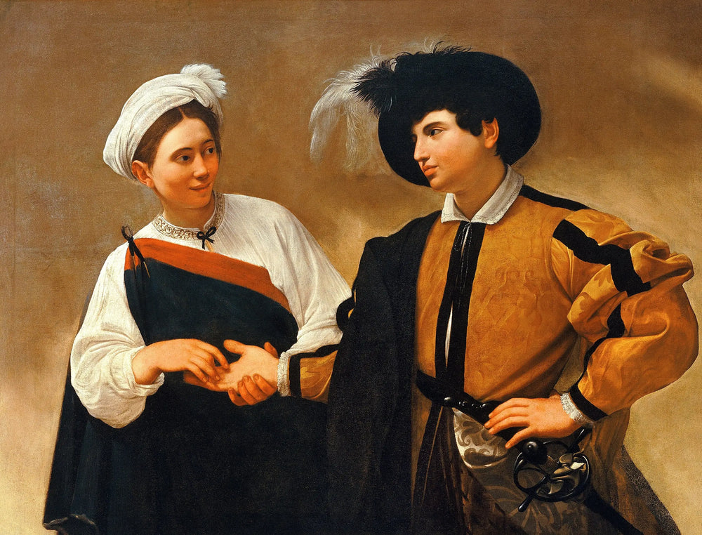 Reproduction du tableau « La Diseuse de bonne aventure - Le Caravage » par Alpha Reproduction en peinture à l’huile