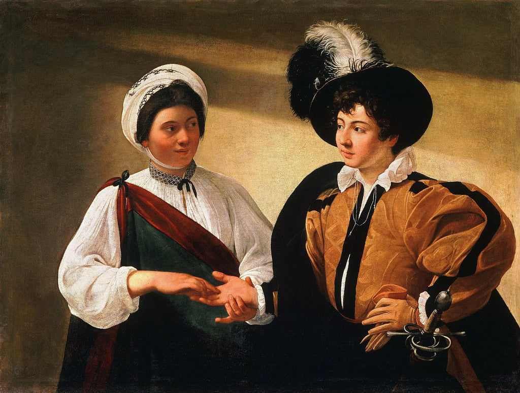 Reproduction du tableau « La Diseuse de bonne aventure - Le Caravage » par Alpha Reproduction en peinture à l’huile