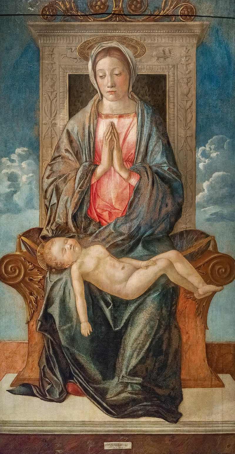 Madonna, der står og tilbeder den sovende Jesusbarn - Giovanni Bellini