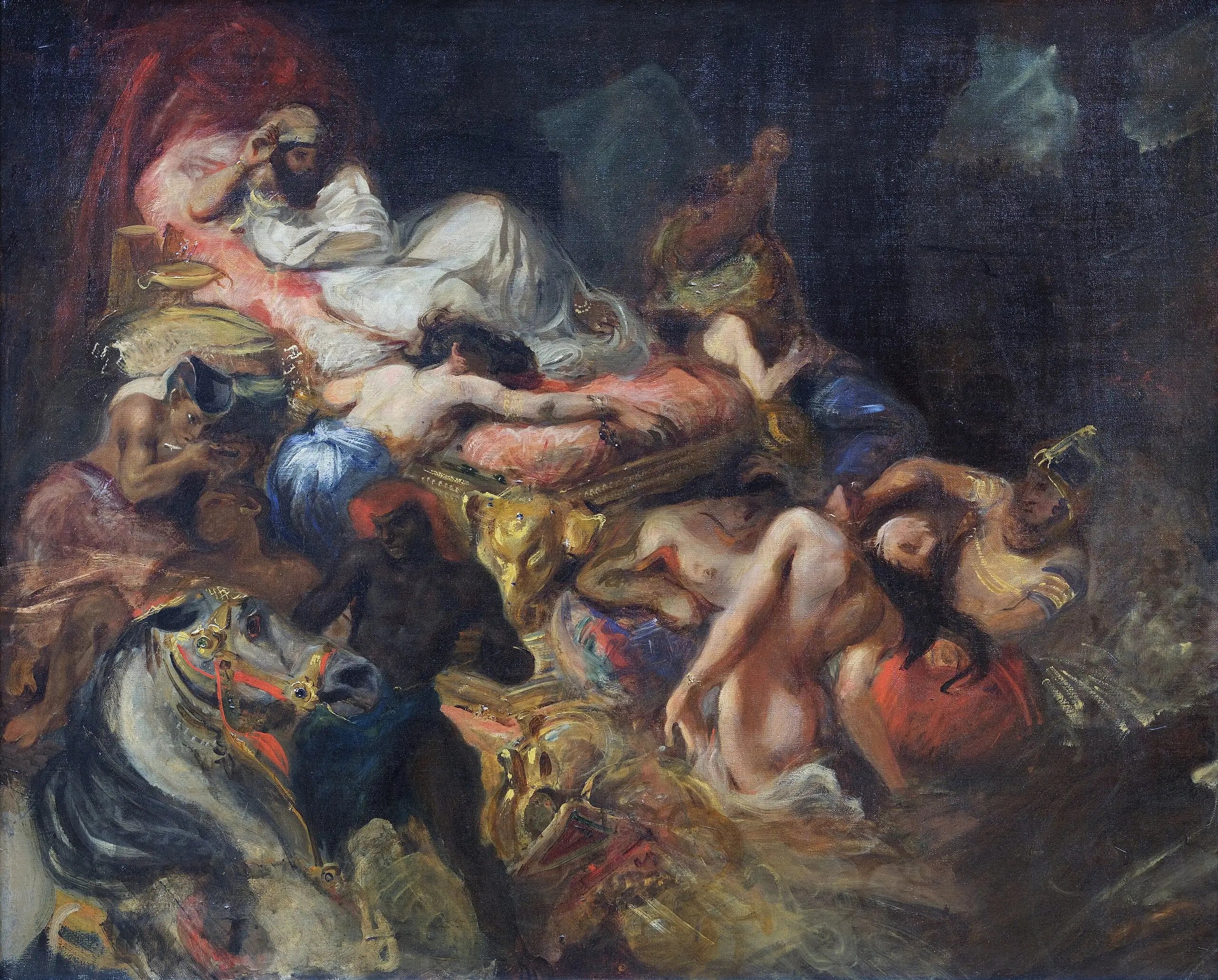 Reproduction du tableau « La Mort de Sardanapale, esquisse - Eugène Delacroix » par Alpha Reproduction en peinture à l’huile