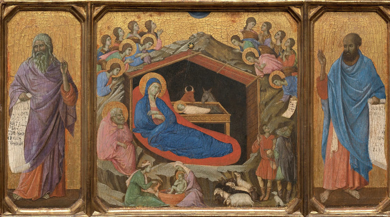 Julefødsel med profeterne Esajas og Ezekiel - Duccio di Buoninsegna