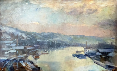 La Seine à Rouen en hiver, effets de neige - Albert Lebourg