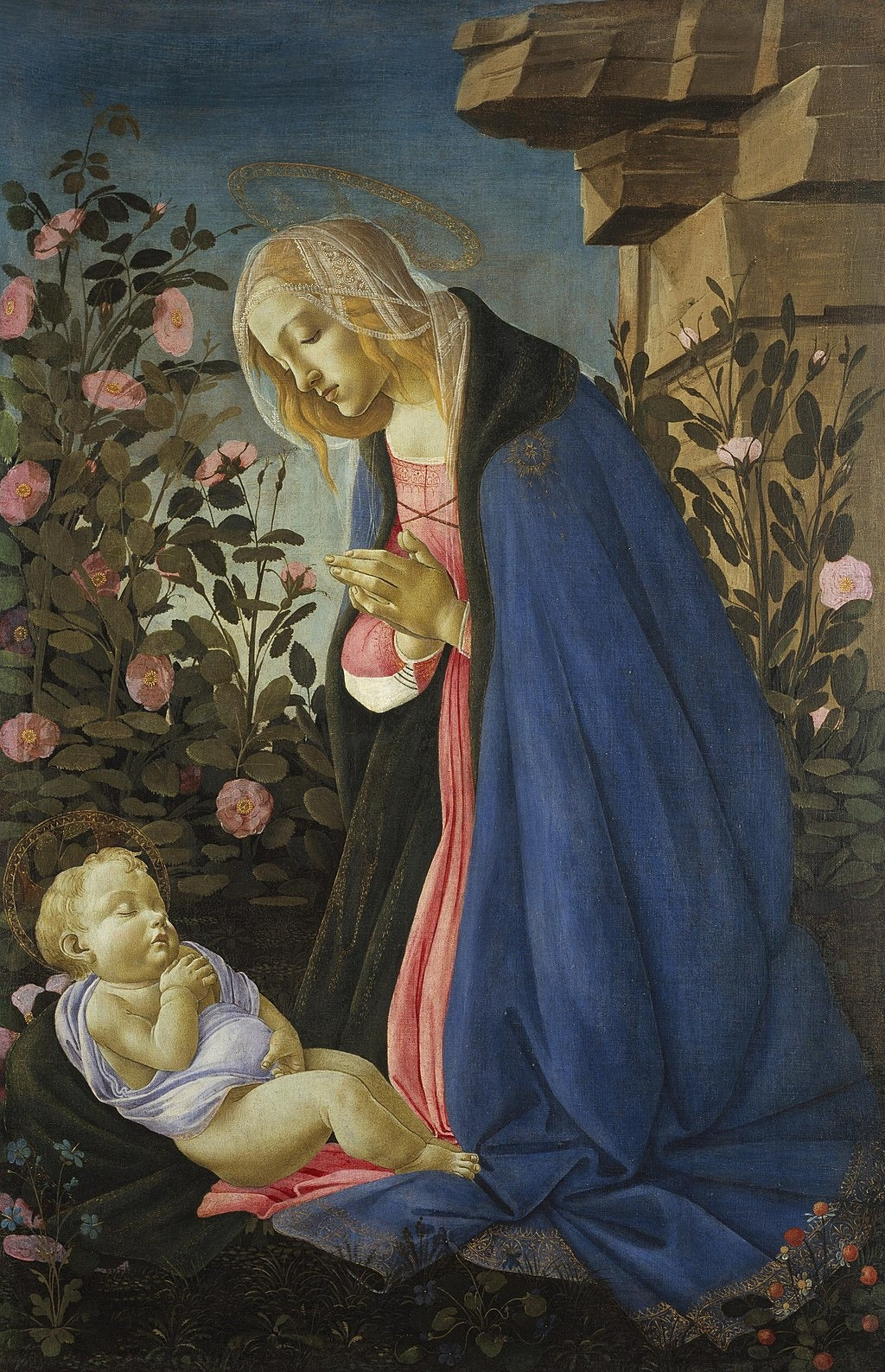 Jomfruen tilbedende den sovende Jesusbarn - Sandro Botticelli