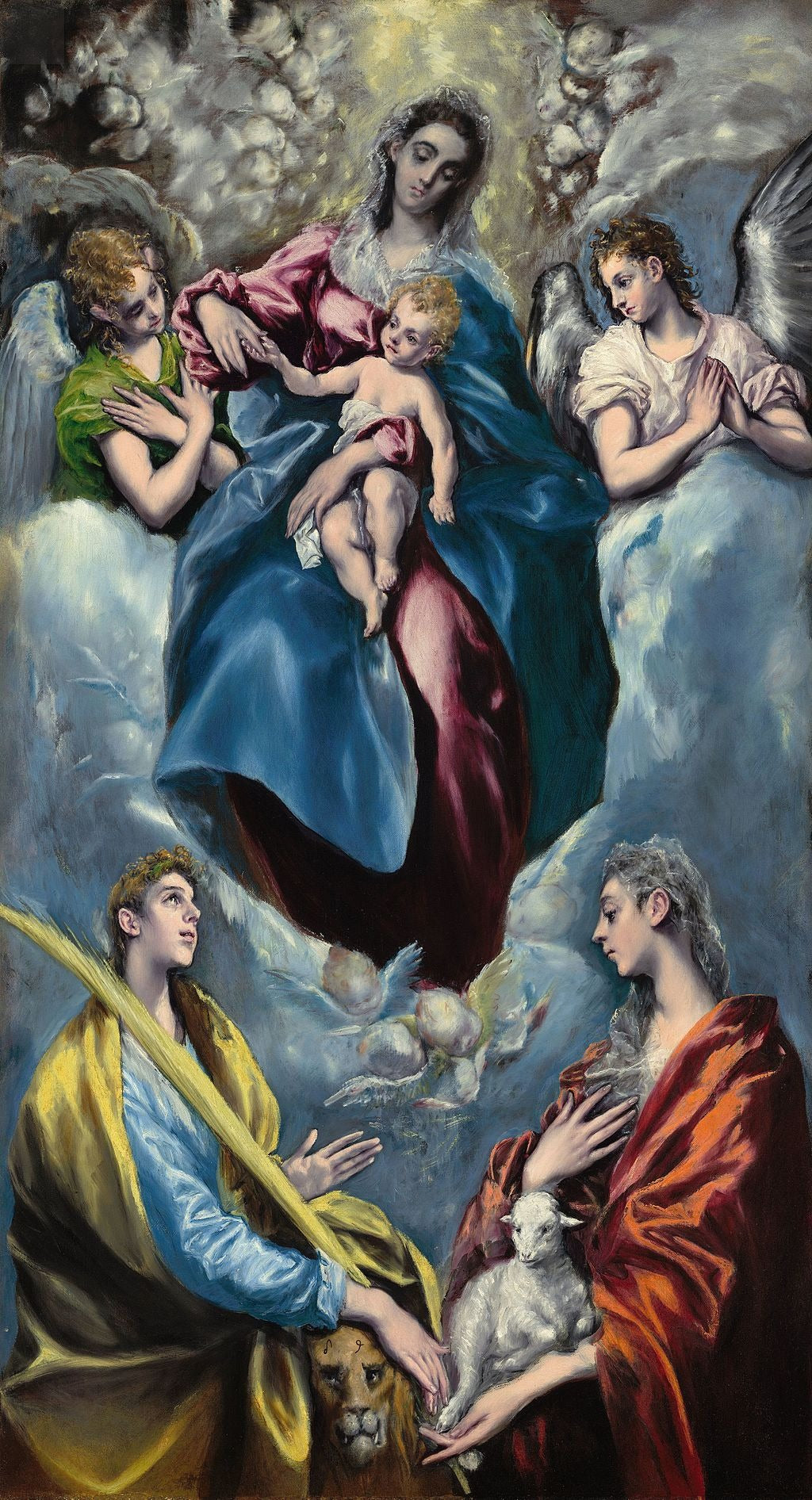 Jomfruen med barnet med helgen Martine og helgen Agnès - El Greco
