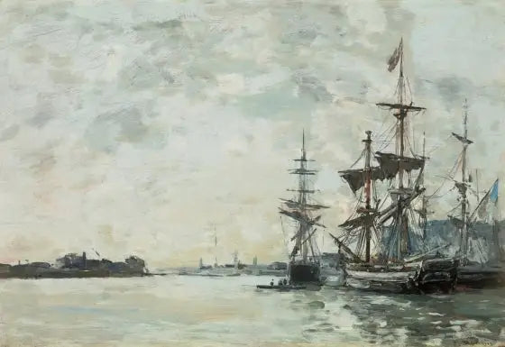 Le Havre, skibe for anker i havnen - Eugène Boudin