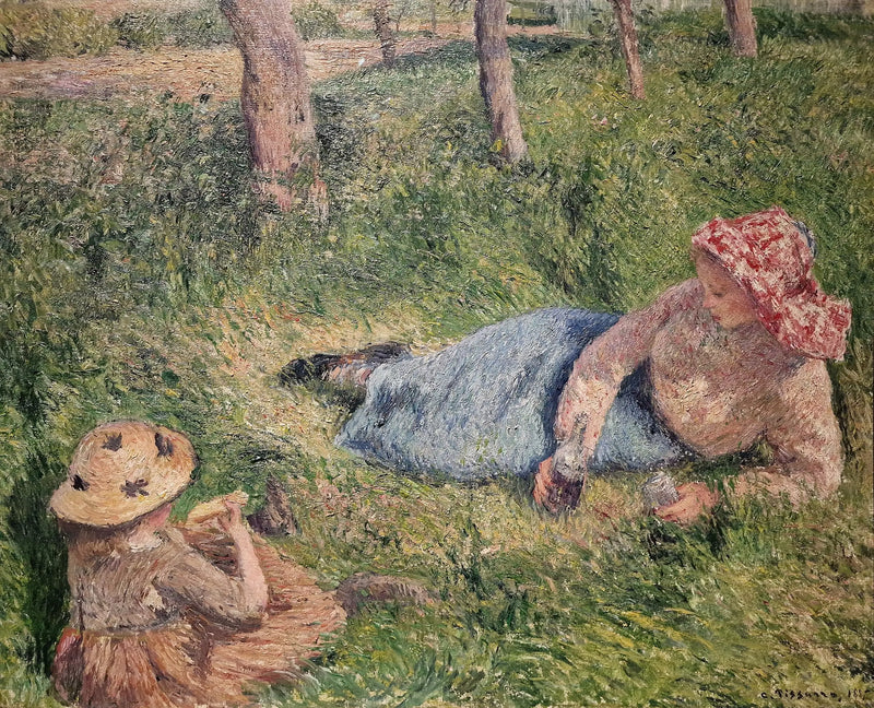 Eftermiddagssnack, barn og ung landmand i hvile - Camille Pissarro