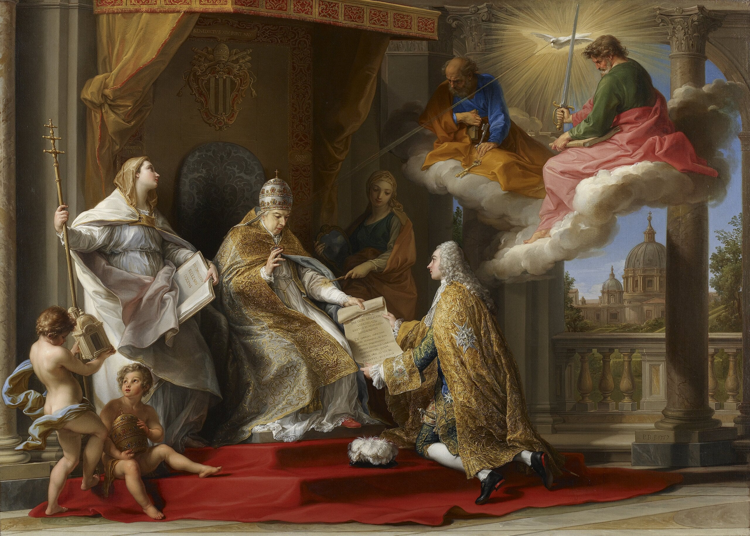 Le pape Benoît XIV présentant l’encyclique « Ex Omnibus » au comte de Stainville futur duc de Choiseul - Pompeo Batoni