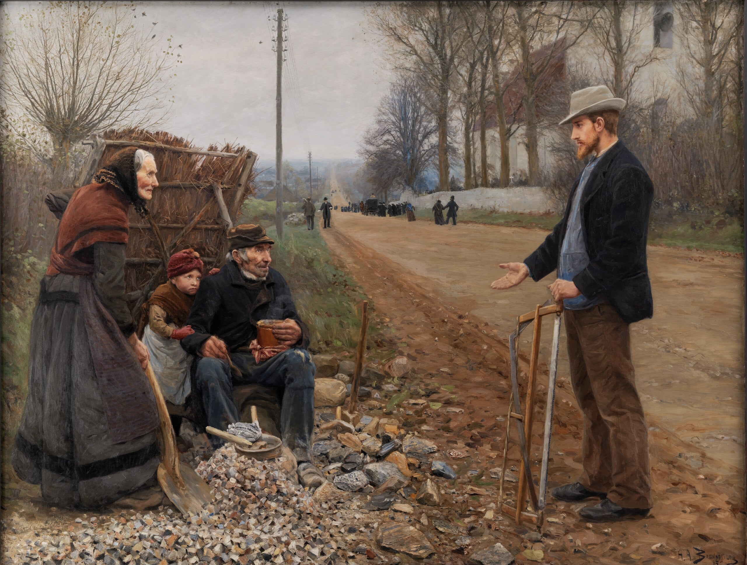 Les gens au bord d'une route - H. A. Brendekilde