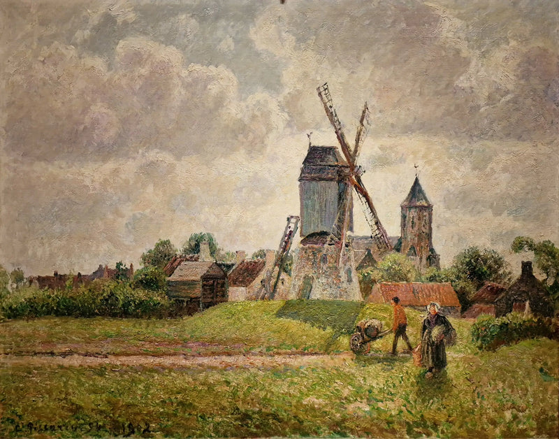 Den gamle mølle i Knokke - Camille Pissarro