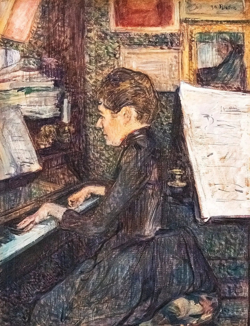 Frøken Dihau ved klaveret - Henri de Toulouse-Lautrec