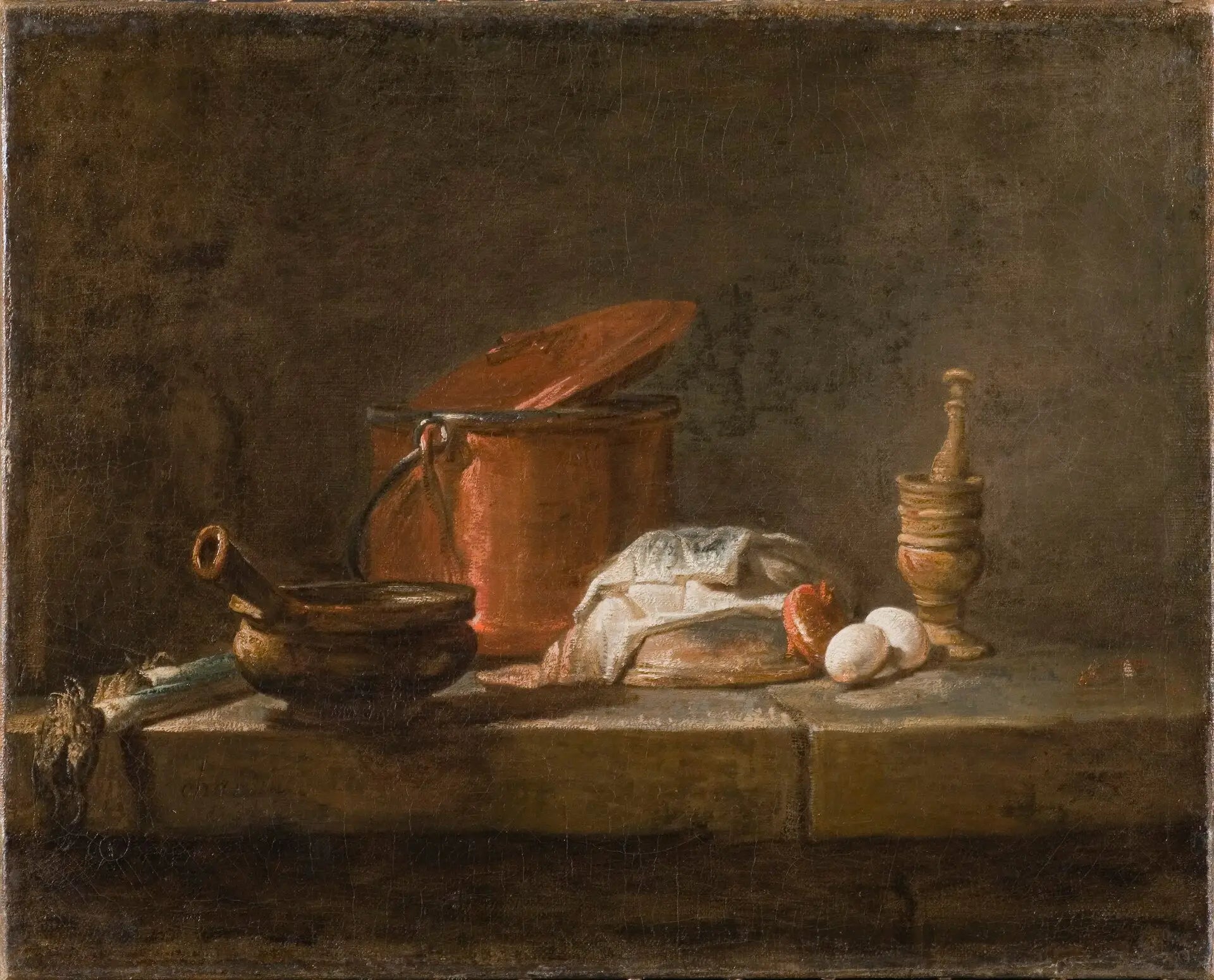 Nature morte avec ustensiles de cuisine et légumes - Jean Siméon Chardin - Alpha Reproduction