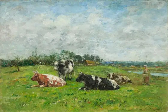 Græsning i Normandiet - Eugène Boudin