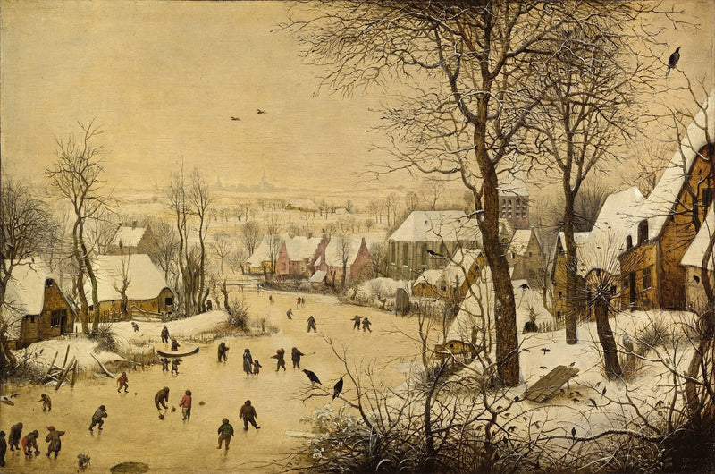 Vinterlandskab med skøjteløbere og fuglefælde - Pieter Brueghel den Ældre