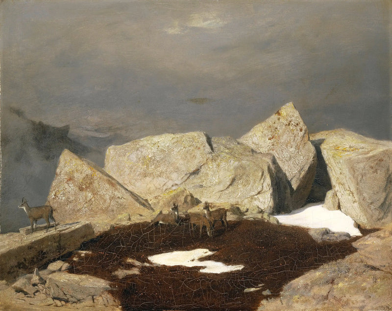 Bjerglandskab med chamois - Arnold Böcklin