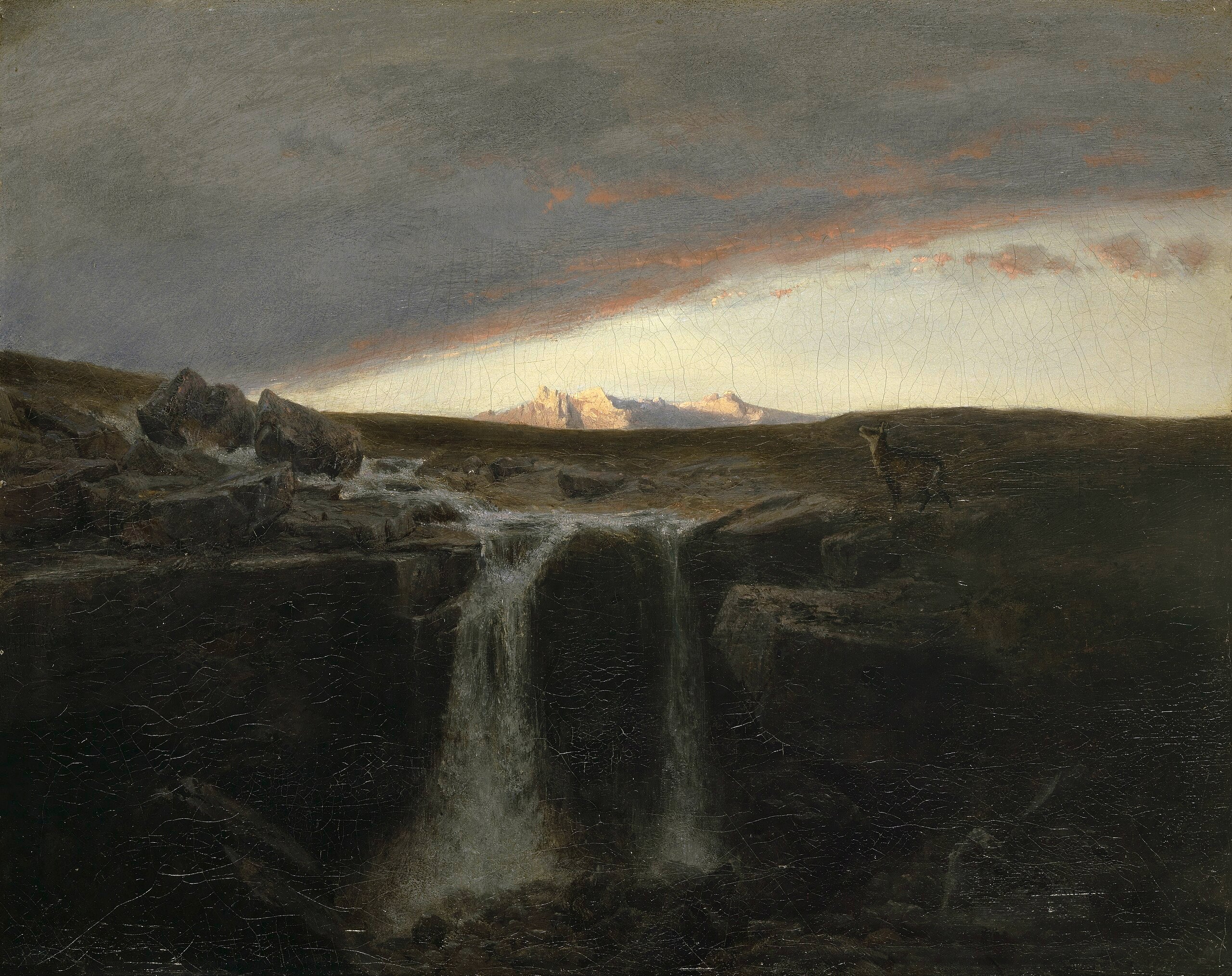 Paysage de montagne avec une cascade - Arnold Böcklin