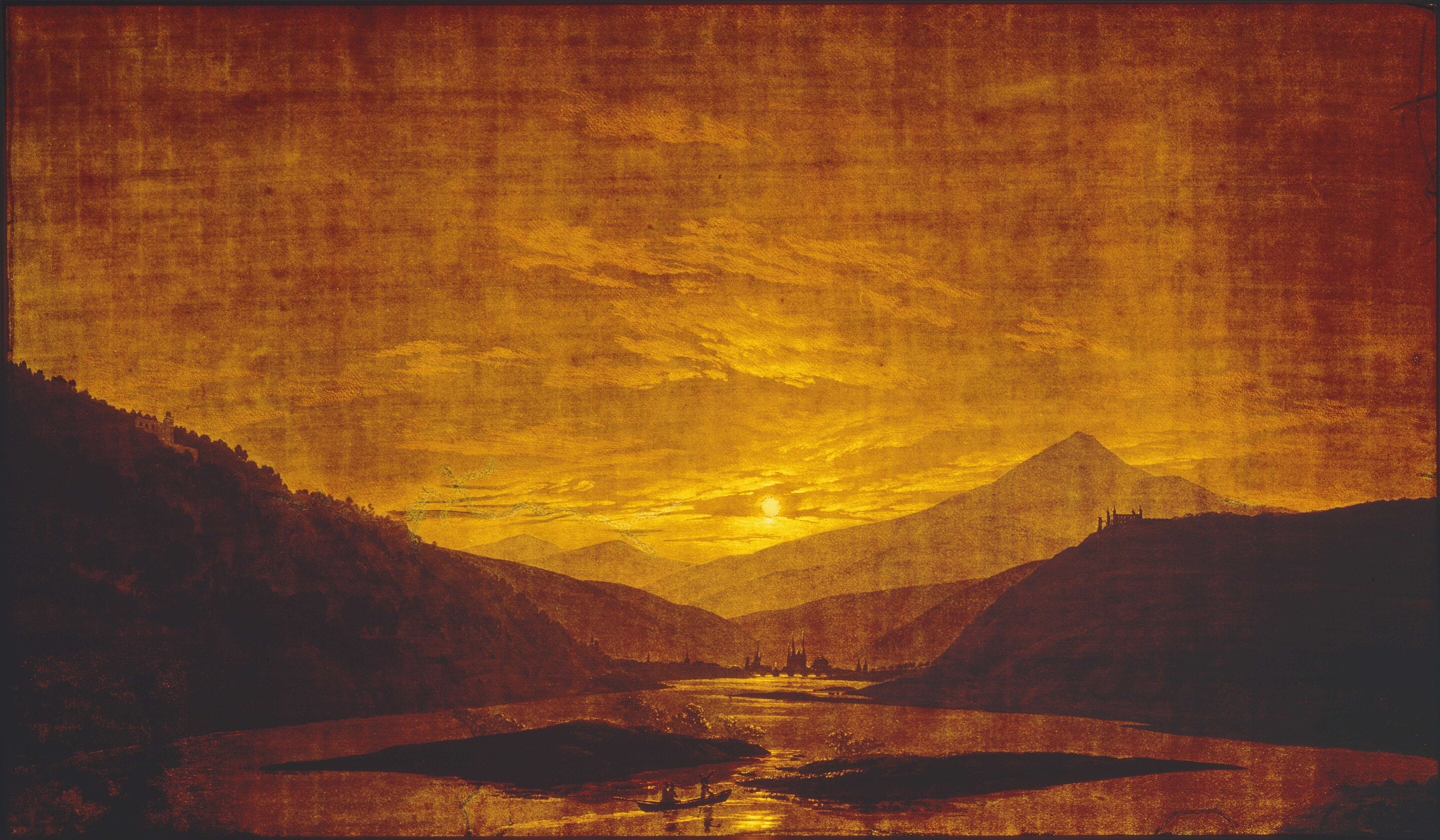 Flodlandskab i bjergene, om natten - Caspar David Friedrich