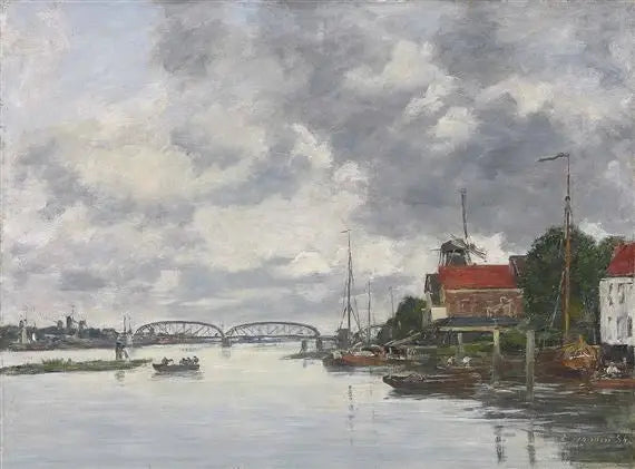 Reproduction du tableau « Pont sur la Meuse près de Dordrecht - Eugène Boudin » par Alpha Reproduction en peinture à l’huile