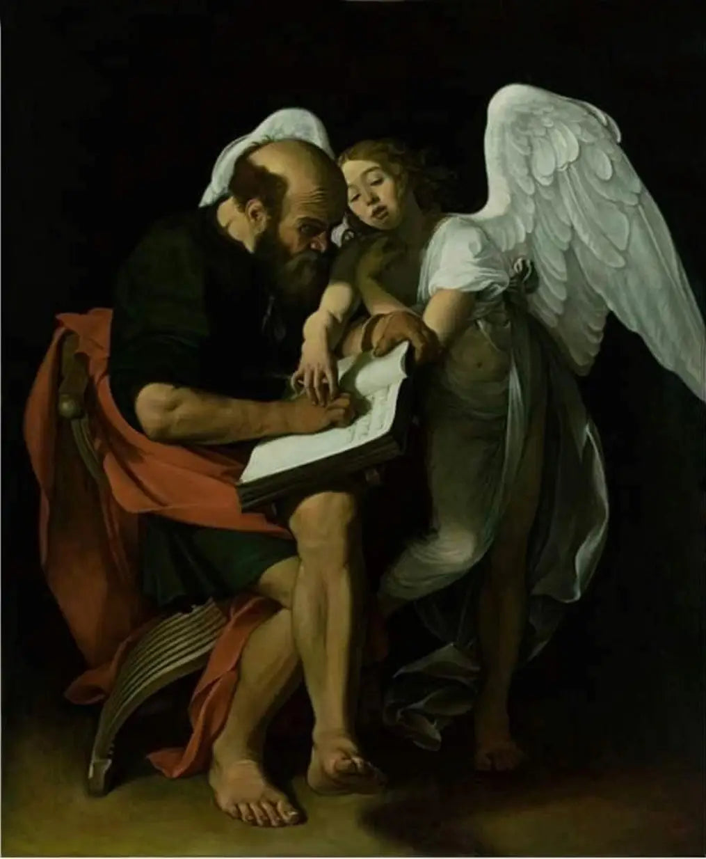 Reproduction du tableau « Saint Matthieu et l'Ange - Le Caravage » par Alpha Reproduction en peinture à l’huile