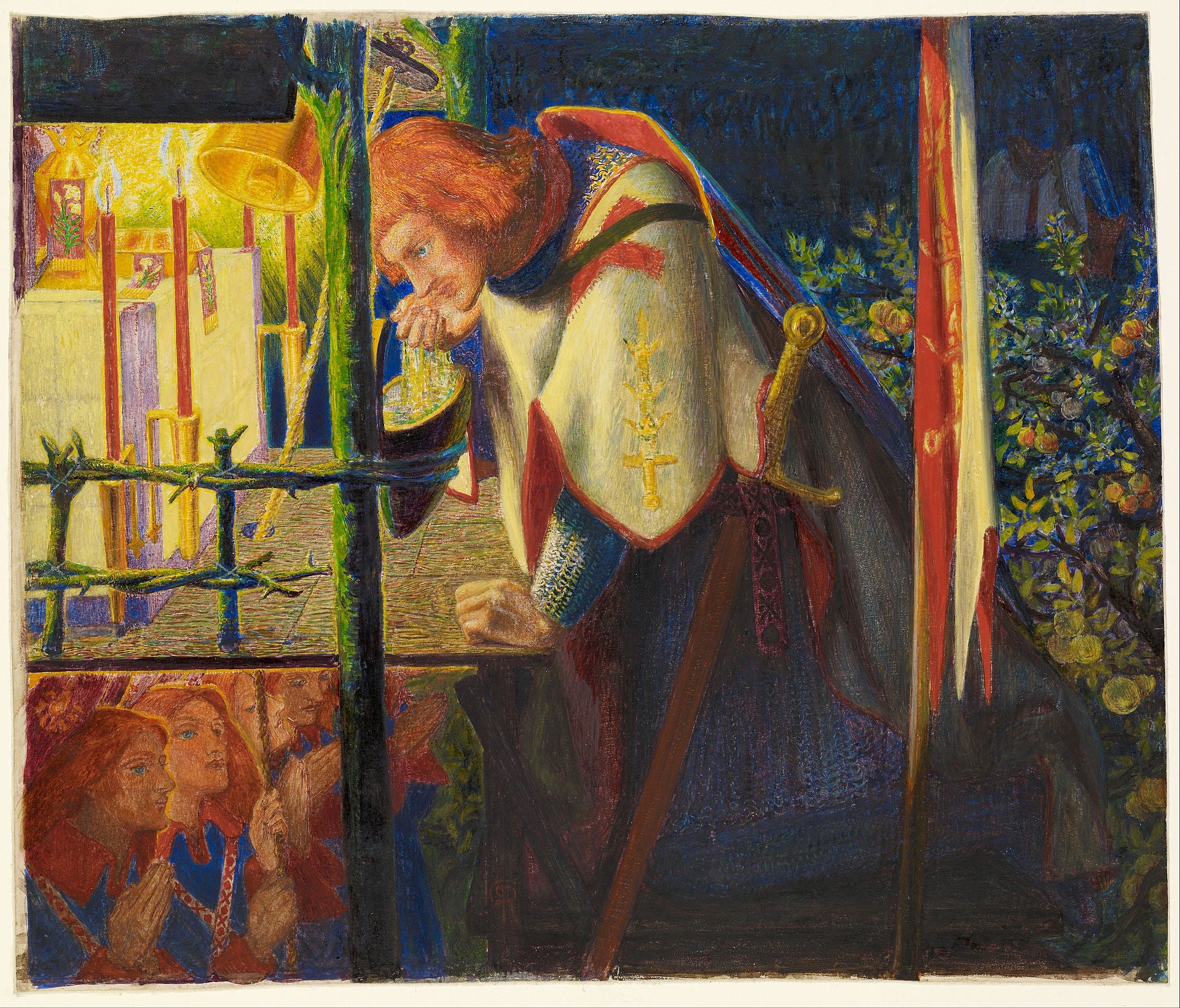Sir Galahad à la chapelle en ruine - Dante Gabriel Rossetti - Alpha Reproduction
