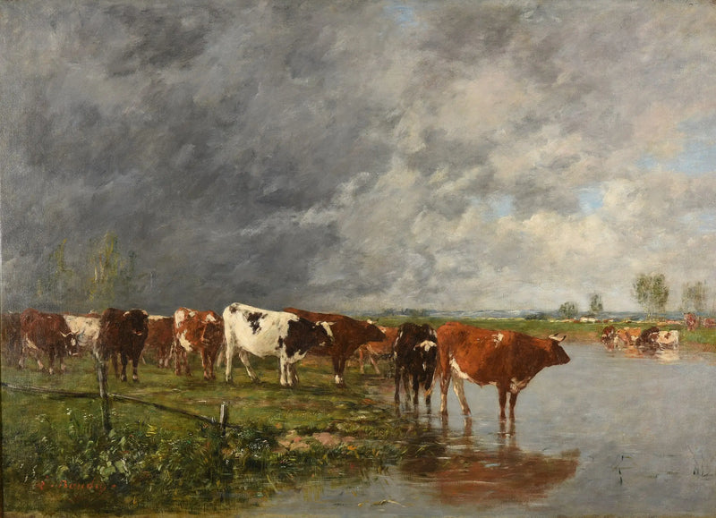 Driftsflok der drikker - Eugène Boudin