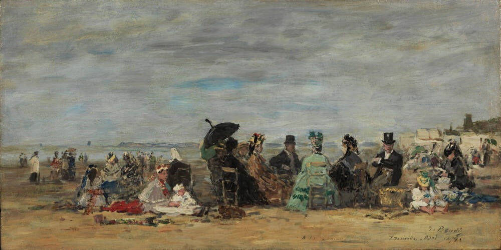 Reproduction du tableau « Trouville, scène de plage - Eugène Boudin » par Alpha Reproduction en peinture à l’huile