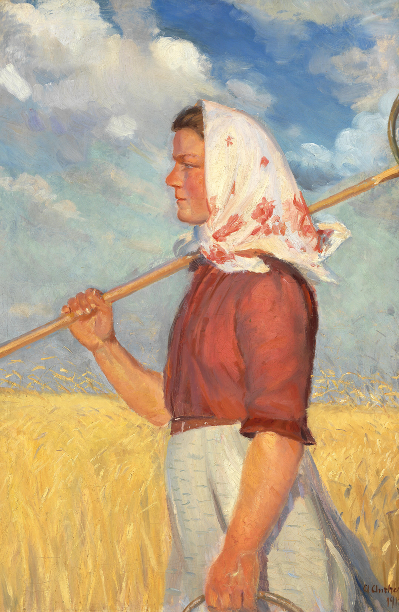 En ung landarbejder foran en kornmark - Anna Ancher