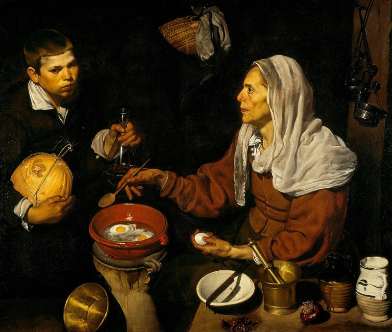 Gamle kvinde der steger æg - Diego Velázquez
