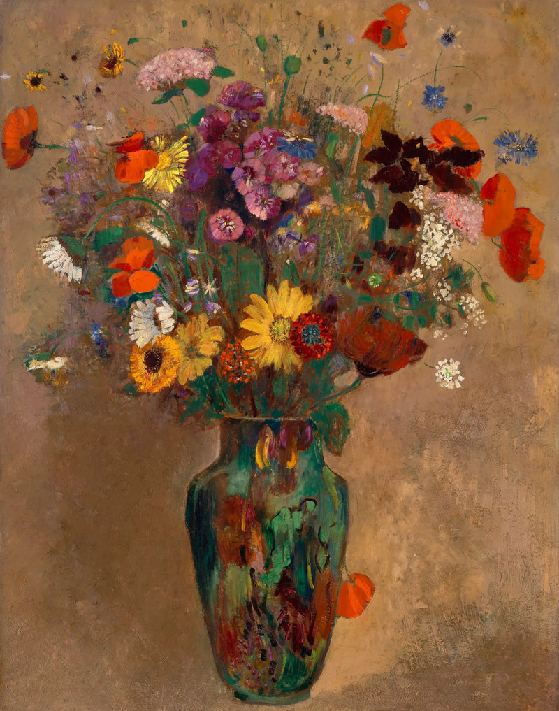 Stor buket vilde blomster - Odilon Redon